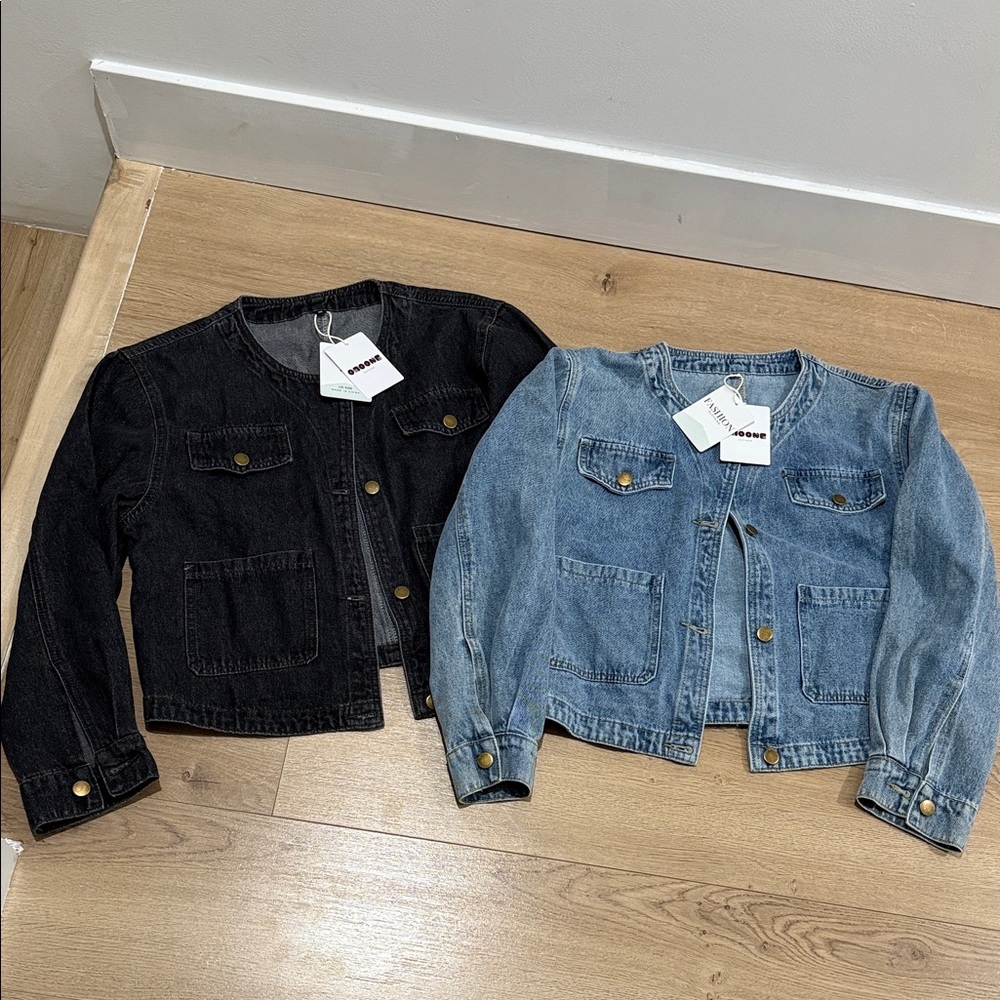 Denim Jacket Set - Black and Blue